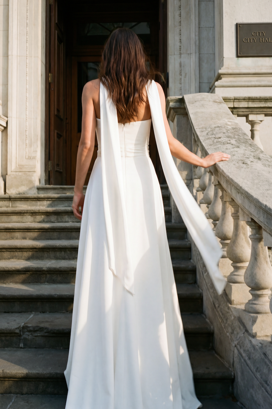 Elegant silk bridal scarf handmade in Paris