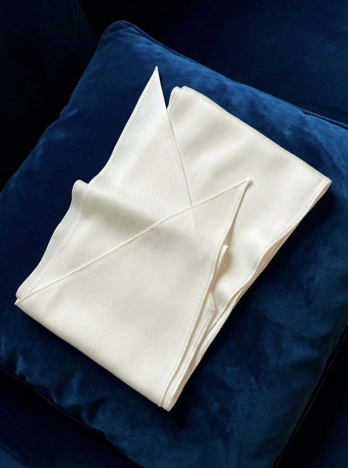 Minimalist silk wedding wrap with clean finished edges