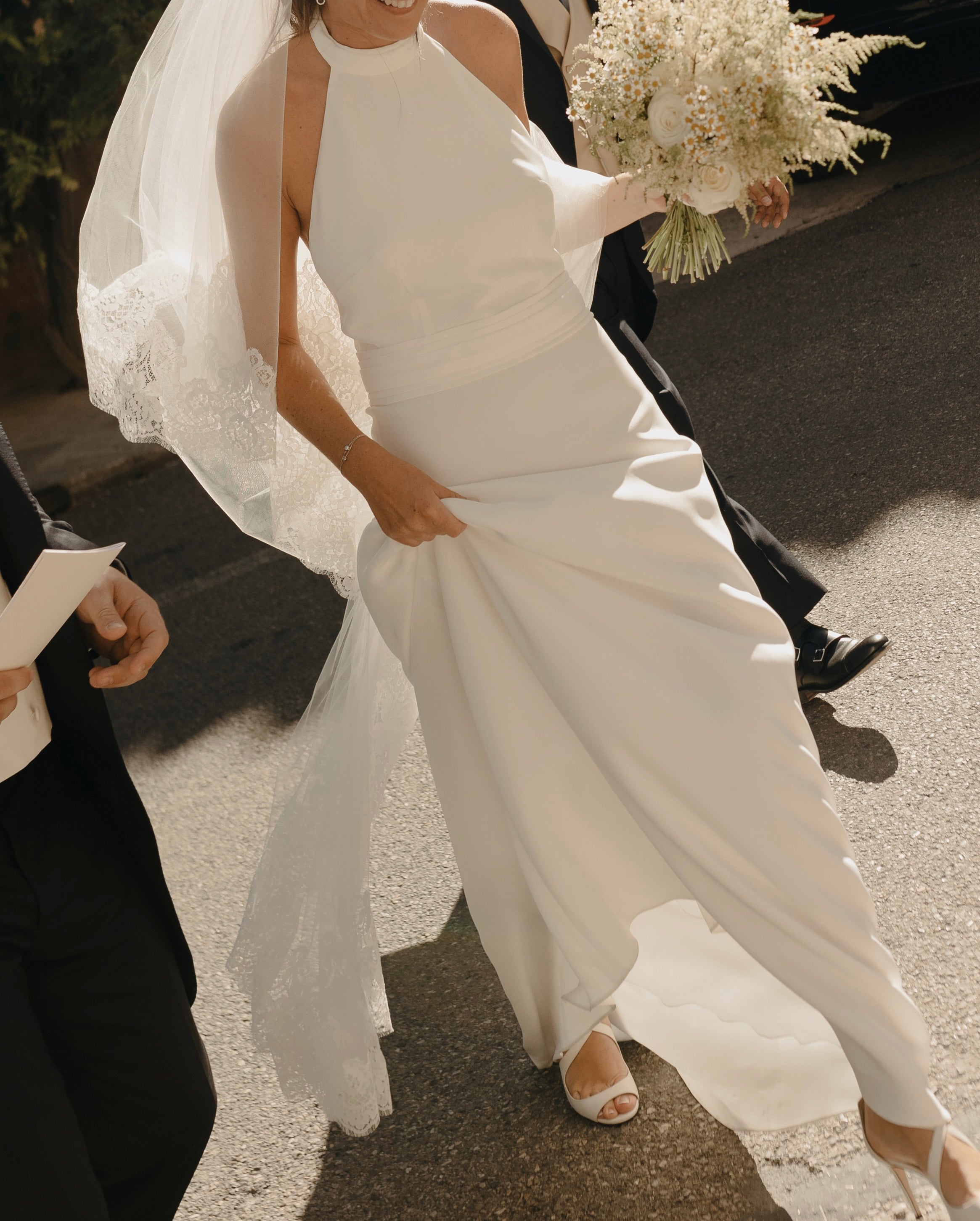Outdoor wedding ceremony a lace wedding veil